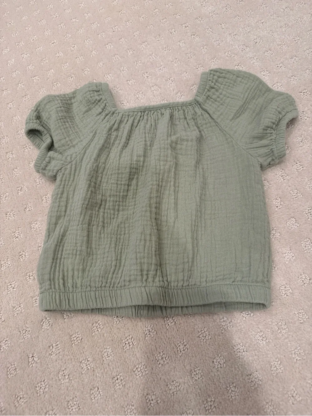Cat & Jack 4T Sage Green Gauze Button Front Puff Sleeve Top